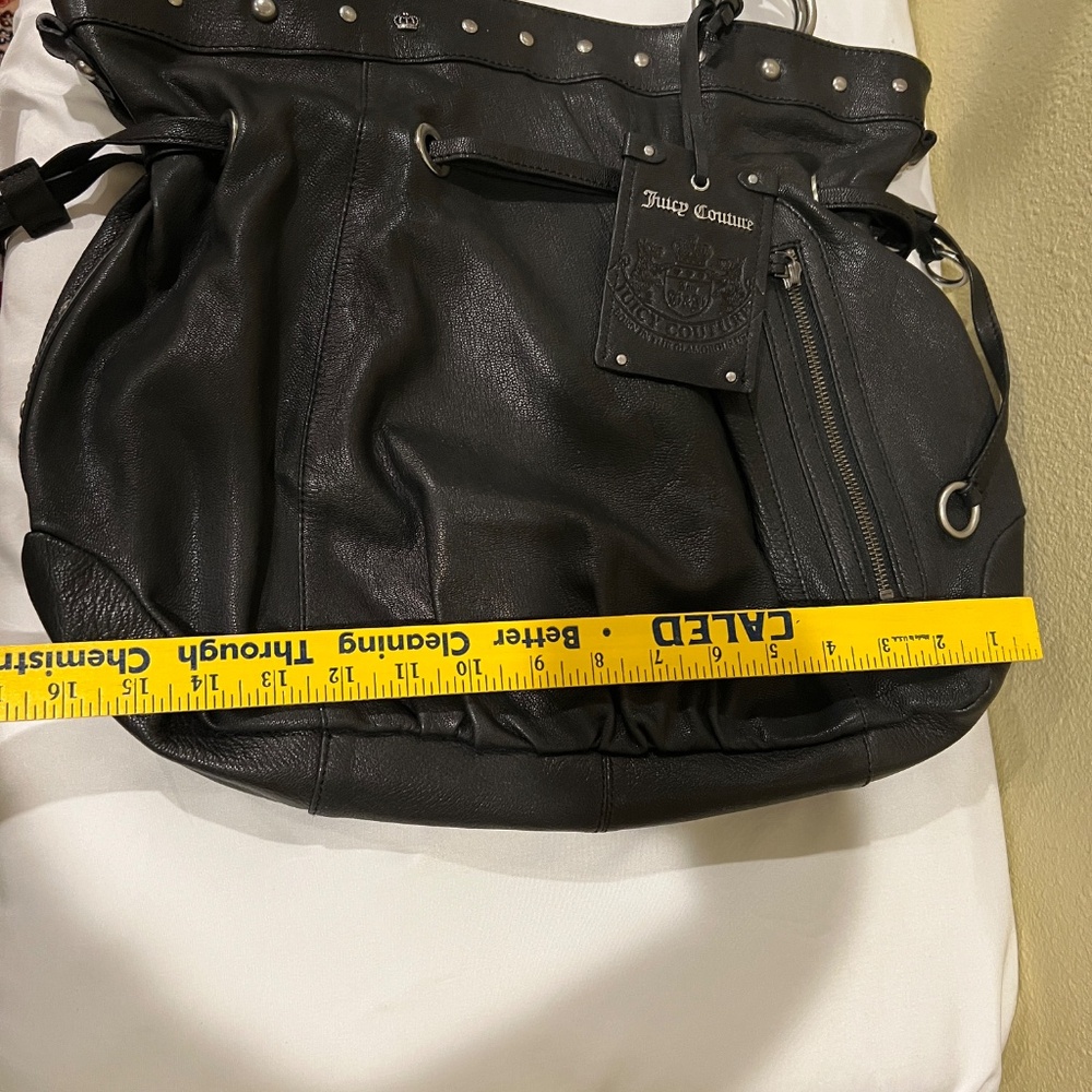 Juicy Couture Genuine Black Leather Hobo Shoulder Handbag - Picture 13 of 16